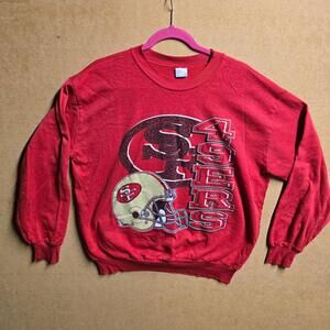 Vtg 90s Mens XL Spell Out Big Logo San Francisco 49ers Football Sweatshirt USA